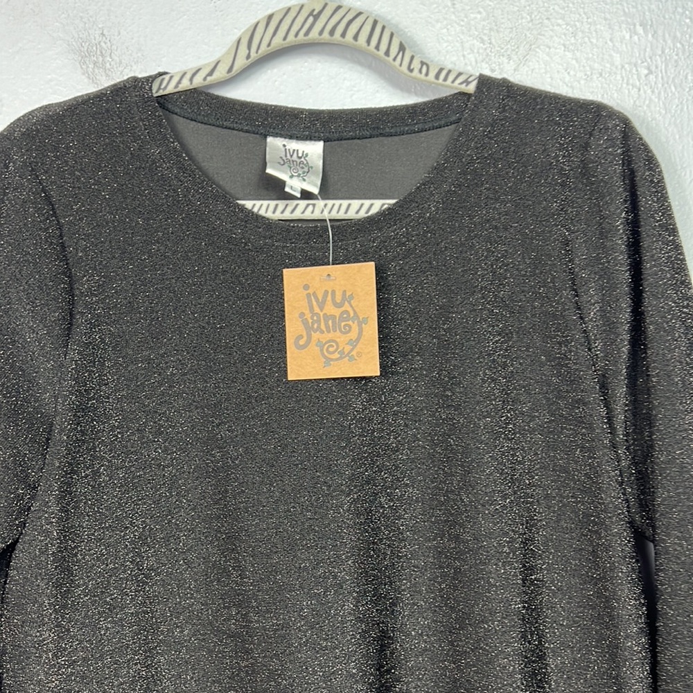 Ivy Jane New with Tag Black Sparkle Long Sleeve Top Large - Picture 6 of 8